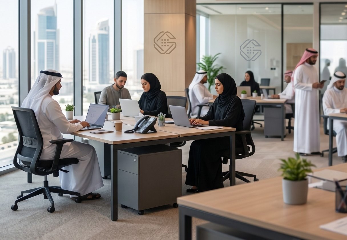 A team at work in a modern office in the Gulf